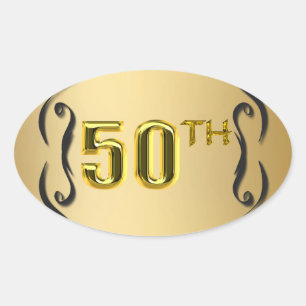 50:e Guld-Sälar och fästanordningar Ovalt Klistermärke