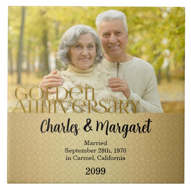 50:e gyllene årsdagen Foto Kakelplatta (Framsidan)