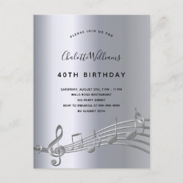 50:e inbjudan silver musik noter metall vykort