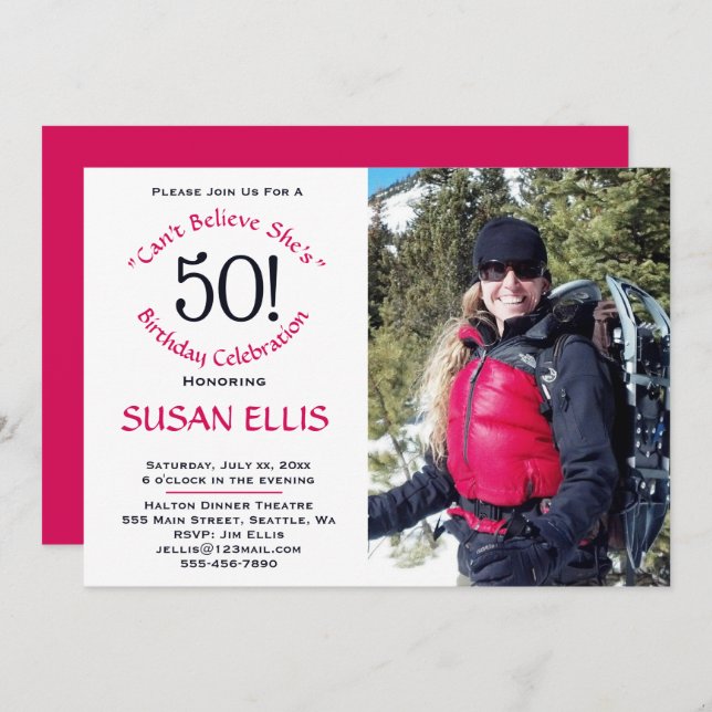 50:e inbjudan till festfest för högtidlighållande (Fram/baksida)