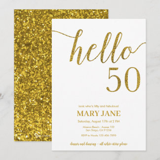 50:e inbjudan till guld Glitter:e födelsedag Hej 5