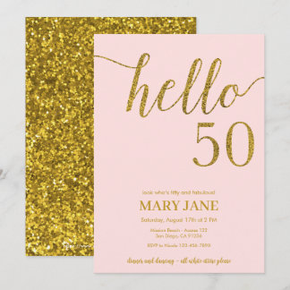 50:e inbjudan till guld Glitter:e födelsedag Hej 5