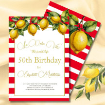 50:e italienska Lemon Botanical Red White Rand