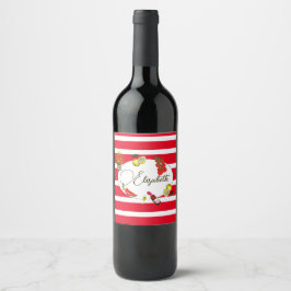 50:e italienska Lemon Botanical Red White Rand Vinflaska Etikett