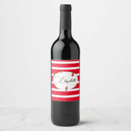 50:e italienska Lemon Botanical Red White Rand Vinflaska Etikett
