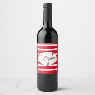 50:e italienska Lemon Botanical Red White Rand Vinflaska Etikett