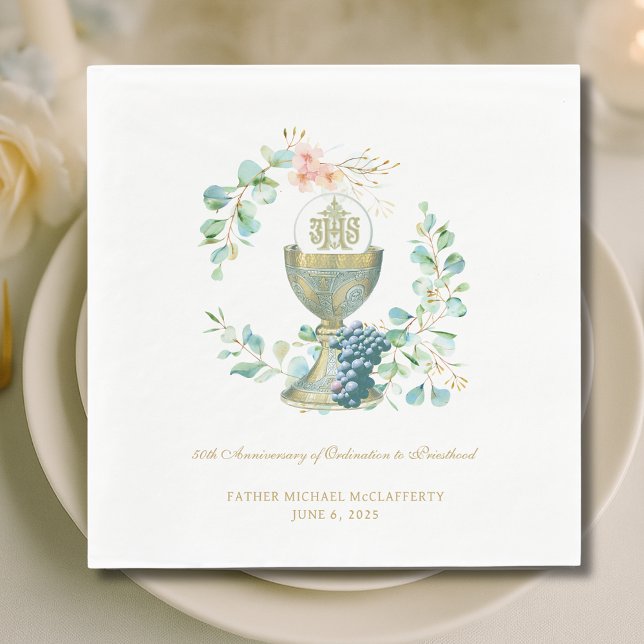 50:e Jubilee Watercolor Chalice Napkins Pappersservett (Skapare uppladdad)