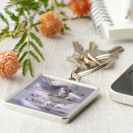 50:e jubileumschalice för anpassad namngivning fyrkantig silverfärgad nyckelring