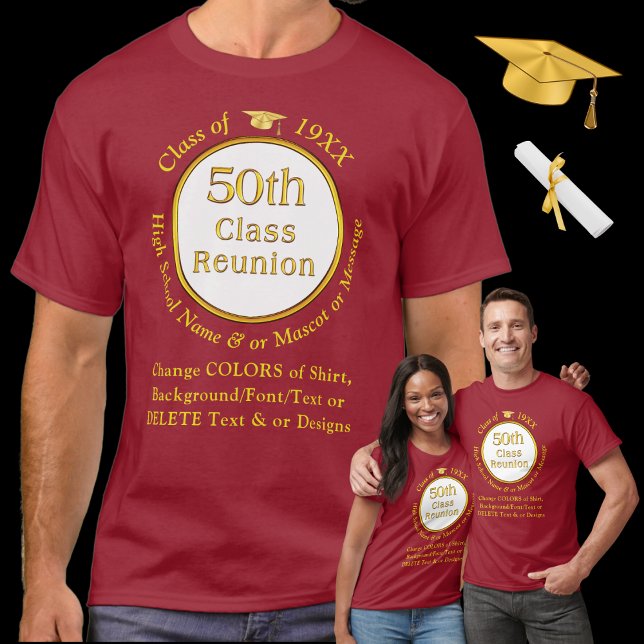 50:e klass Reunion T-Shirts. Menyn FÄRG, STIL T Shirt (50th class reunion tshirts. 50th class reunion shirt ideas. Great, ideas for 50 year class reunion.)