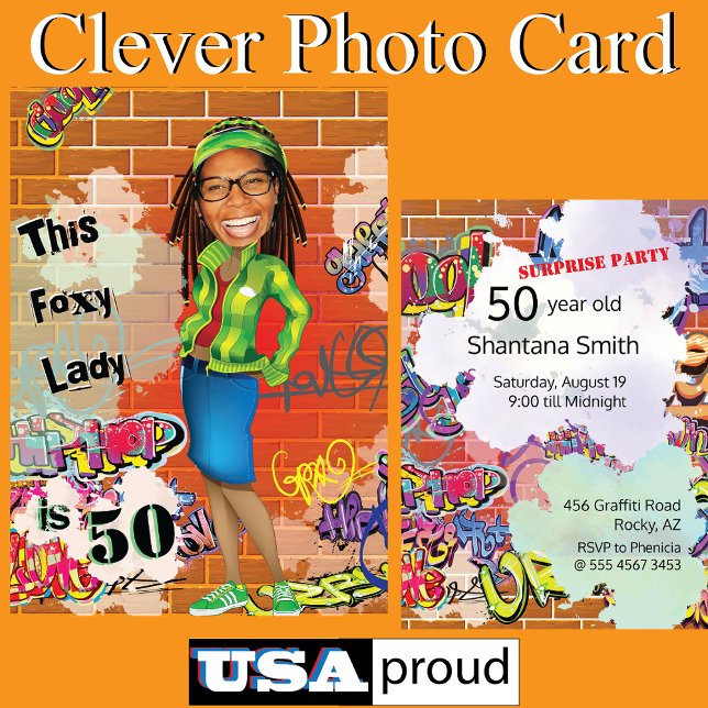 50:e kvinnodagen 💃 Foxy Dam Porträtt Funny Inbjudningar (Skapare uppladdad)
