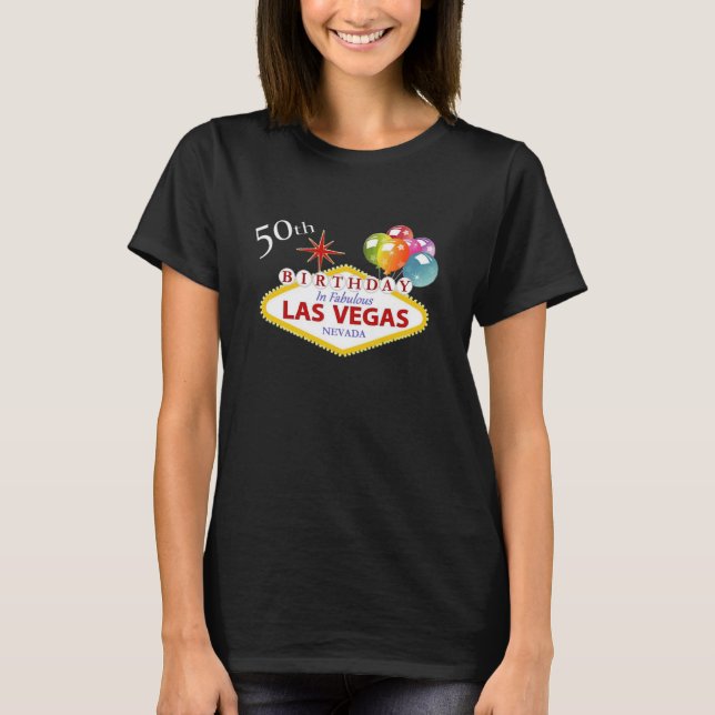 50:e Las Vegas Birthday 3/4 Sleeve Raglan T-Shirt (Framsida)
