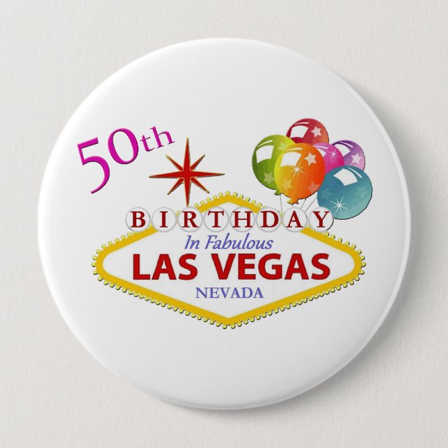 50:e Las Vegas Birthday Huge, 4-tums rund knapp (Framsida)