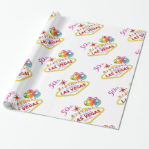 50:e Las Vegas Birthday Wrapping Papper, 30 x 6'