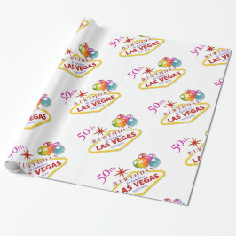 50:e Las Vegas Birthday Wrapping Papper, 30 x 6' Presentpapper