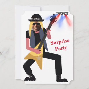 50:e Manar 🎸 🤣 Rockstar Birthday Guitar Funky Ro Inbjudningar