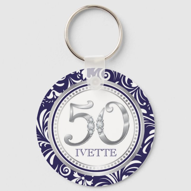 50:e Nyckelringen - marinblå och Silver Nyckelring (Framsida)