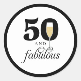50:e och Fabulous Birthday-kuvert Runt Klistermärke