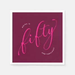 50:e och Fabulous Modern Rosa 50:e Födelsedagsfest Pappersservett