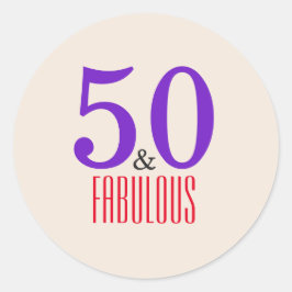 50:e och fantastisk lila runt klistermärke
