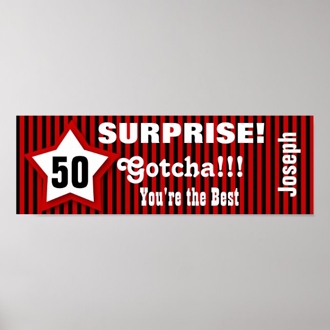 50:e ÖVERPRISE Birthday Star Banner Anpassningsbar Poster (Framsidan)