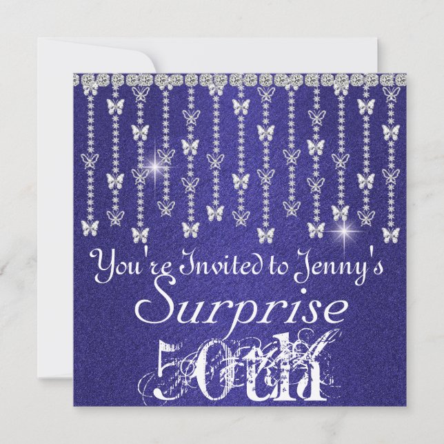 50:e överraskande BLUE-inbjudan till fjärilsbuss Inbjudningar (Framsida)