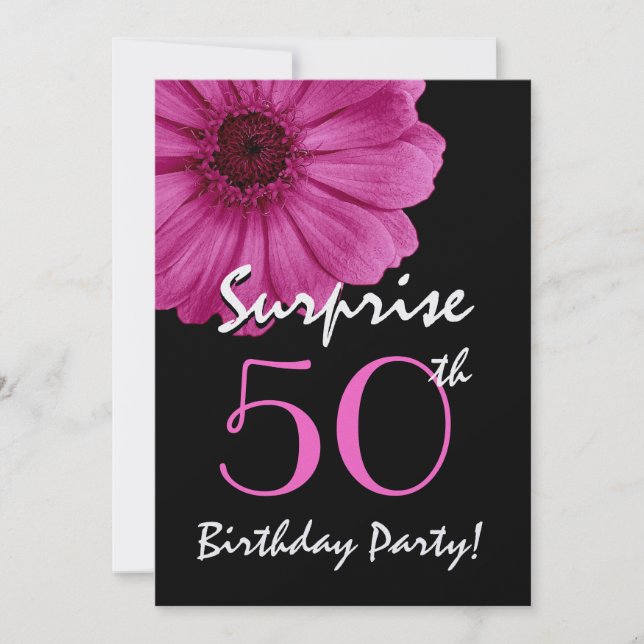 50:e överraskningsdagen Gerbera-Daisyn Metallisk Inbjudningar (Framsida)
