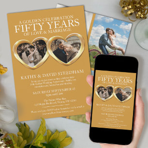50:e party 6 foton från Golden bröllop på årsdagen Inbjudningar