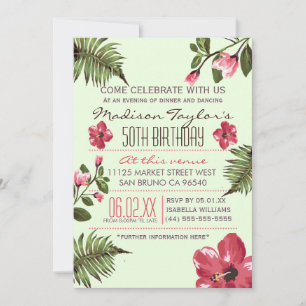 50:e Party Exotic Hibiscus & Tropical Handflatan L Inbjudningar