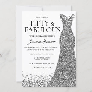 50:e Party i silver, 50:e Glitter Inbjudningar