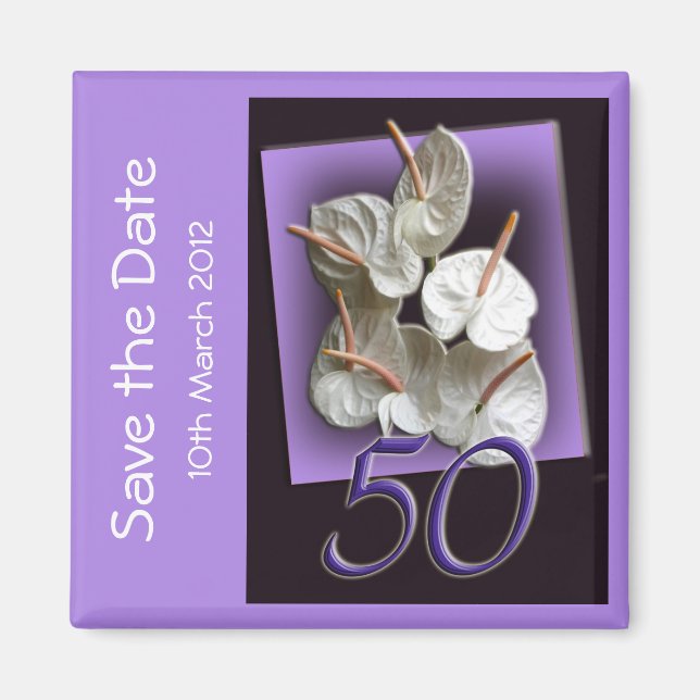 50:e Party-Spara datum magneter - vita mjältmedel (Framsidan)