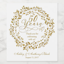 50:e Personligen på gyllene årsdagen Vinflaska Etikett