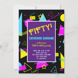 50:e retro Colorful Birthday-firande Inbjudningar