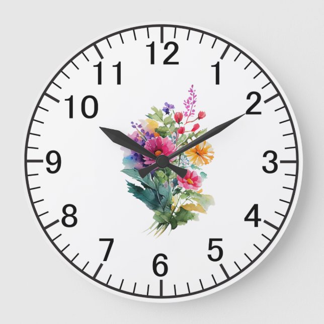 50:e rosa Bröllop-årsdagen Ro Greenery Stor Klocka (Framsida)