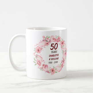 50:e rosa Bröllop-årsdagen Ro Grey Mugg