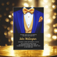 50:e Royalet Blue och Guld Tuxedo Birthday Event