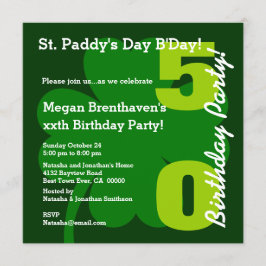 50:e ST PATRICK-Födelsedagsfesten Shamrock A03A Inbjudningar