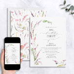50:e Trendiget Elegant Wildblomma Blommigt Inbjudningar<br><div class="desc">Fira en 50-årsdag i stil med den här fantastiska 50:e födelsedagsinbjudan till Trendiget Elegant Wildbloms Blommigt. Med en elegant ram av vackra vildblommor med vattenfärg skapar den perfektens inställning för att hedra detta speciella tillfälle. Dessutom kan du anpassa inbjudan med personlig information skriven i modern handskriven kalligrafi. Som extra bonus...</div>