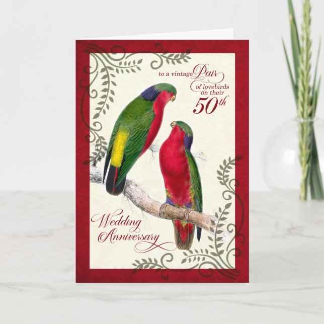 50:e Vintagen Lorikeet Parrots Kort (Framsida)