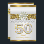 50:e vita pelaren Guld Snöre Blommigt Födelsedagsf Inbjudningar<br><div class="desc">50:e Födelsedagsfesten, Elite White Snöre Pearl Guld Blommigt Silver och Diamond 50 Födelsedagsfester. Pearl with Diamond Gems Elegant Diamond White Jewel Image. Inbjudan till elegant Firande-partiet. Anpassa med din egen information. För kvinnor och flickor. Zizzago-inbjudningar. Tillfällen Valfri Party-födelsedag inbjudningskort Mall Fabulous Elegant Events for women, Party Inbjudningskort anpassar sig bara!...</div>