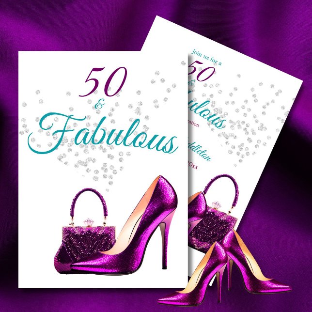 50 Elegant Glitter Shoe Birthday Inbjudningar (Skapare uppladdad)