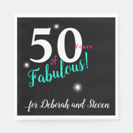 50 & Fabulerad, vit, teal, rosa med stjärnor Pappersservett