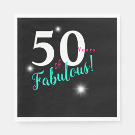 50 & Fabulerad, vit, teal, rosa med stjärnor Pappersservett
