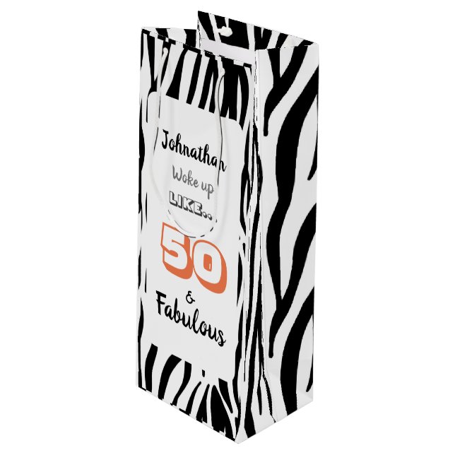 50 & Fabulous 50:e Birthday Black Tiger Print (Framsidan Vinklad)