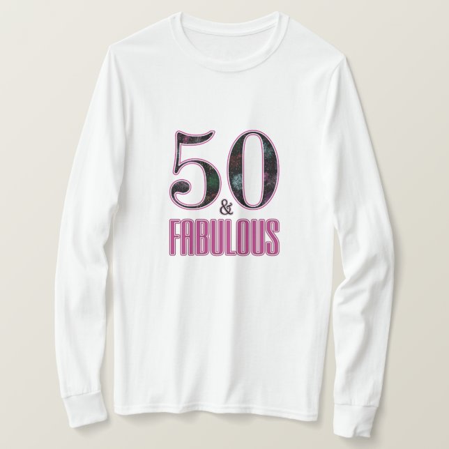 50 & Fabulous 50:e Birthday Rosa Black Typography T Shirt (Design framsida)