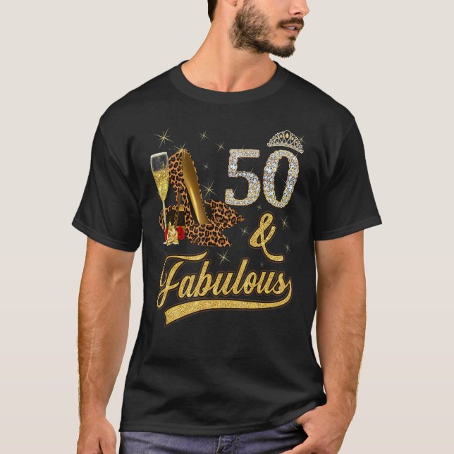 50 & Fabulous 50:e födelsedag Ro Leopard High T Shirt (Framsida)