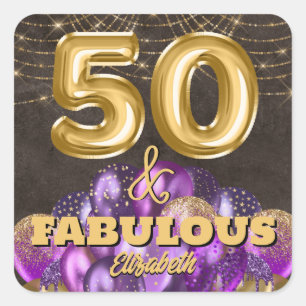 50 & Fabulous 50:e födelsedagen Fyrkantigt Klistermärke