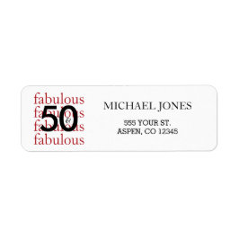 50 & Fabulous 50:e födelsedagsdagen-Returetiketter Returadress Etikett