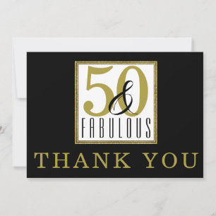 50 & Fabulous 50:e Födelsedagsfesten Black Guld Tack Kort