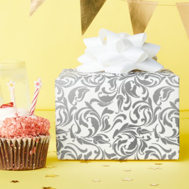 50 & Fabulous 50:e Födelsedagsfesten Silver Swirls Presentpapper (Födelsedagsfest)