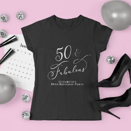 50 Fabulous 50:e Födelsedagsfesten svart T Shirt